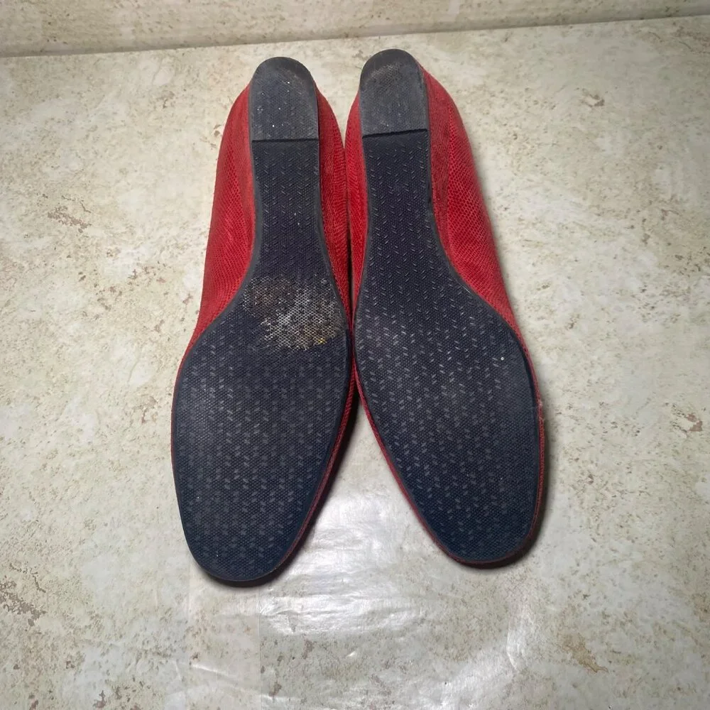 SAS Womens Red Leather Wedge Low‎ Heel Shoes Professional Career Office